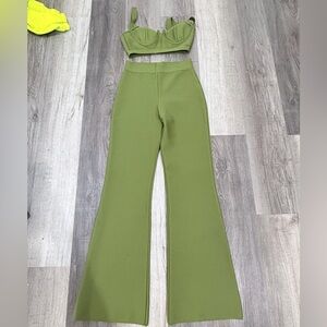 Olive Green Women's Flared Pants